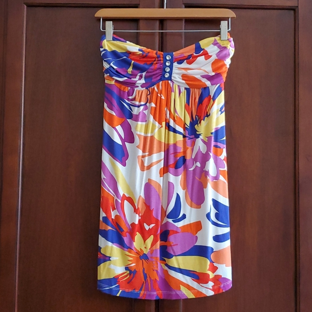 Forever Twenty One Flower Print Strapless Top